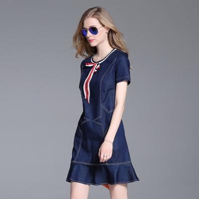 ĐẦM JEAN SUÔNG ĐUÔI CÁ CHỈ VIỀN NGÔI SAO - NJ925